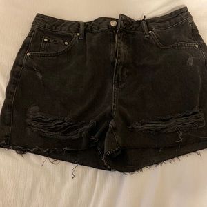 Black denim shorts